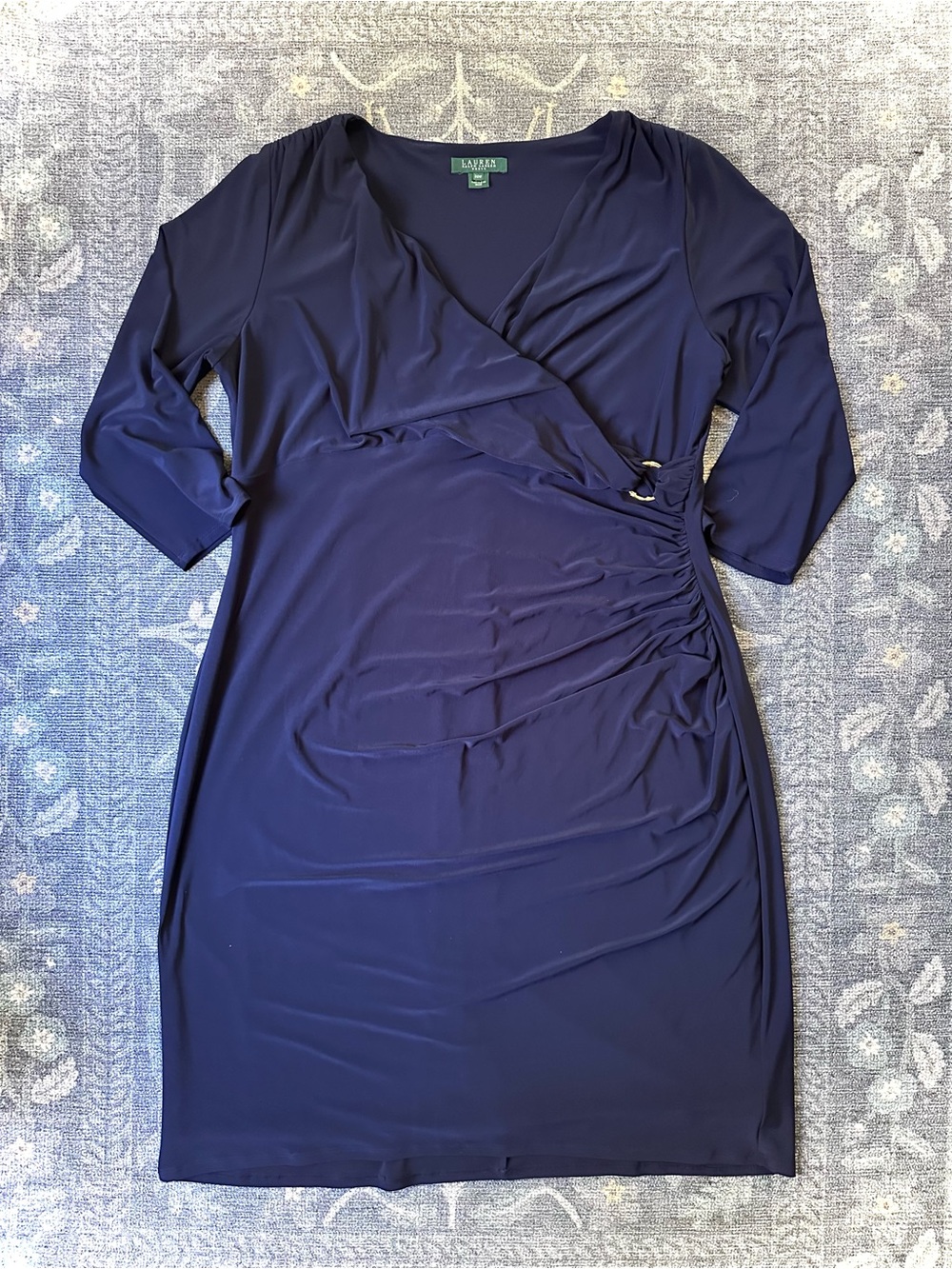 Lauren Ralph Lauren Navy Faux Wrap Dress 20W